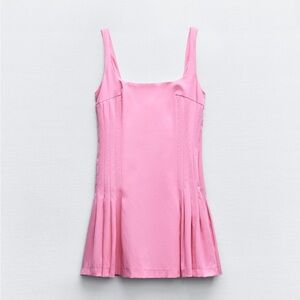 Zara Short Pleated Pink Mini Dress Medium